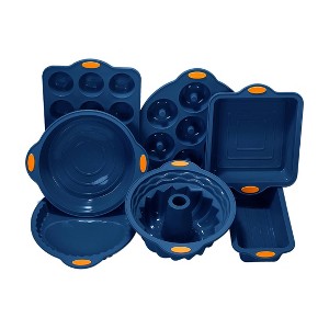 Itopfox 31-Piece Silicone Baking Pans Set, Nonstick Bakeware with Metal Reinforced Frame, Navy Blue, Perfect for Cakes, Muffins, Breads - 1 of 4