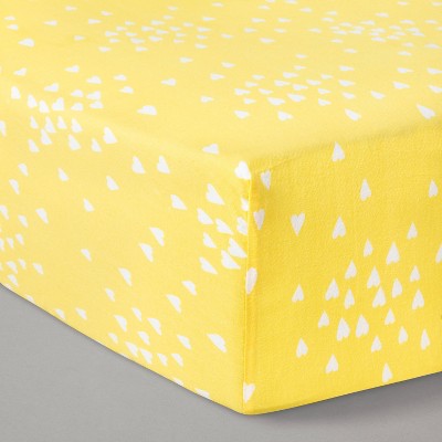 Fitted Crib Sheet Hearts Yellow - Cloud 