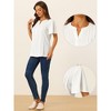 Allegra K Women's Dressy Casual V Neck Business Work Short Sleeve Button Down Shirts - 2 of 4