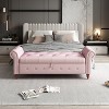 63" Linen/Velvet Button Tufted Storage Bench - ModernLuxe - 3 of 4
