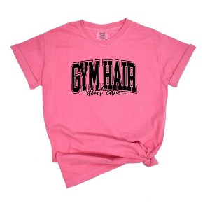 Simply Sage Market Women's Gym Hair Varsity Short Sleeve Garment Dyed Tee - 1 of 2