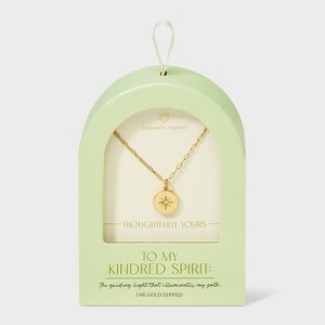 Beloved + Inspired 14K Gold Dipped Cubic Zirconia Starburst Disc Pendant Necklace - Gold: Brass Material, Lobster Claw Clasp, 16" Length - 1 of 4