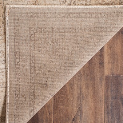 Elegant Cream Vintage Viscose 5'3" x 7'6" Area Rug