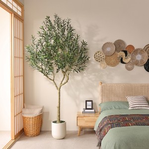 DR.Planzen 6/7/8FT Single-Trunk Artificial Olive Tree in White Oval Planter, Slim Faux Tree Fake Olive Plant for Indoor/Outdoor Home Decor - 1 of 4