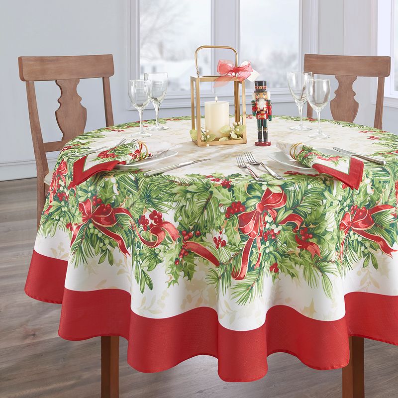 Holly Traditions Holiday Tablecloth - Red/Green - Elrene Home Fashions, 2 of 4