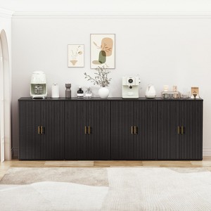 Brafabhome Accent Fluted Sideboard Buffet Cabinet with 4 Doors, Modern Credenza Storage Cabinet with Adjustable Shelves for Living Room Dinning Room - 1 of 4