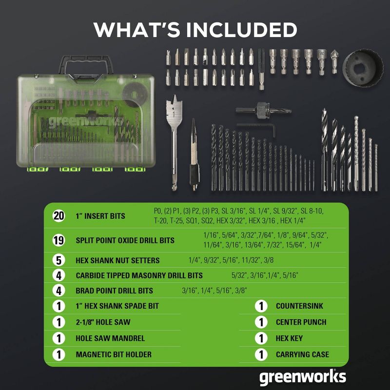 Greenworks 90pc Drilling and Impact-Rated Driving Set, 4 of 9