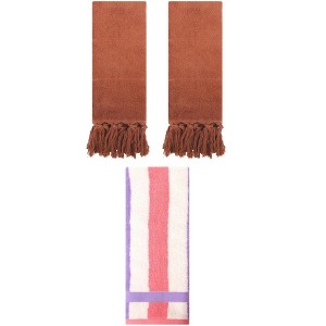 REGALWOVEN 3 Packs Cotton Absorbent Soft Decorative Bathroom Hand Towel Set - 1 of 4