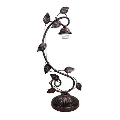 Victorian Tiffany-Style Bronze 7"x22" Stained Glass Table Lamp