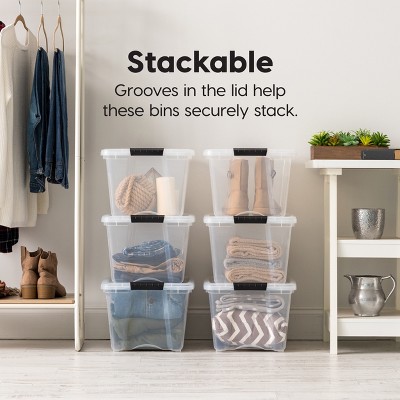 32 Qt Clear Stackable Plastic Storage Bins with Lids - 4 Pack