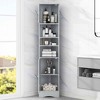 MAYEERTY Multi-Functional Corner Bathroom Cabinet 2 Doors Adjustable Shelves Open Shelf Gray - 2 of 4