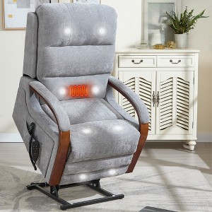 FONTOI Accent Chair with Side Pockets, Recliner Chair with Comfortable Back and Wood Armrests, Gray, 36.23"*42.52"*29.53" - 1 of 4