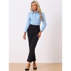INSPIRE CHIC Women's Collared Business Casual Button Down Long Sleeves Bodysuit Leotard Shirt - 4 of 4