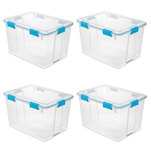 Sterilite 120qrt. Multipurpose Clear Plastic Storage Container Box with Latching Lids and 2 Rear Wheels - 1 of 4