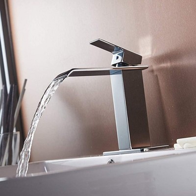 Polished Chrome Single-Handle Waterfall Bathroom Faucet