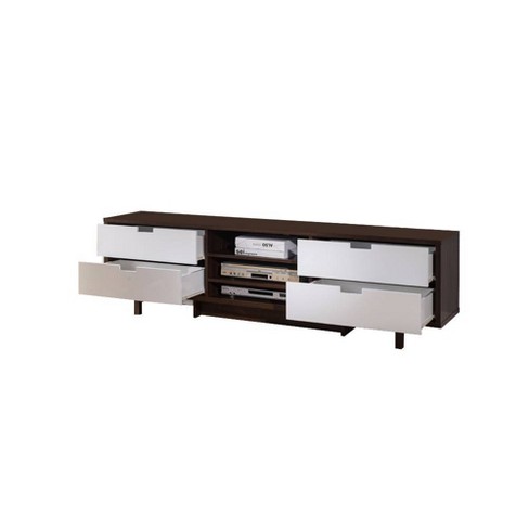 Sophisticatedly Designed Tv Stand With Four Drawers Dark Brown