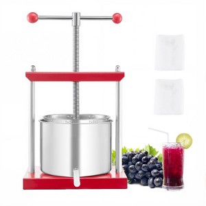 VEVOR 1.6 Gal/6L Fruit Wine Press, 2 Stainless Steel Barrels, Manual Juice Maker, Cider Apple Grape Tincture Honey Olive Oil Making Press, Red - 1 of 4