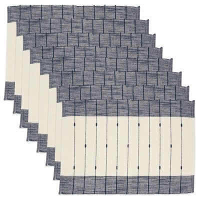 Scandinavian Cream and Navy Cotton Striped Placemats, Set of 8