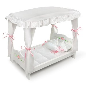 Badger Basket White Rose Doll Canopy Bed - 1 of 4