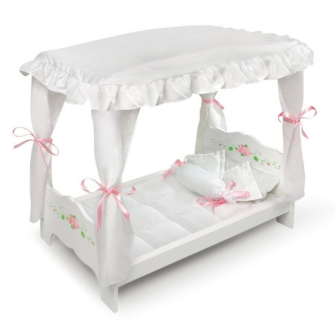 Doll Bed with Storage, Bedding, and Personalization Kit 22 inch Dolls -  White