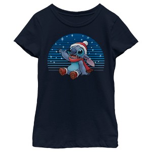 Girl's Lilo & Stitch Catching Snow T-Shirt - 1 of 4