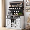 Coffee Hutch Cabinet Farmhouse Coffee Bar Cabinet 75" Tall Buffet Cabinet with Storage Large Bar Cabinet with Sliding Barn Door Dining Room - 2 of 4