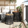 vidaXL Patio Side Tables 2 pcs with Wooden Top Black Poly Rattan - 3 of 4