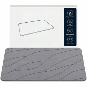 Dark Grey Non - Slip Stone Bath Mat, Quick Dry Diatomaceous Earth Bath Mat, Super Absorbent for Bathroom - 1 of 4