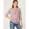 INSPIRE CHIC Women's Round Neck Ruffle 3/4 Sleeve Floral Print Chiffon Blouse - 2 of 4