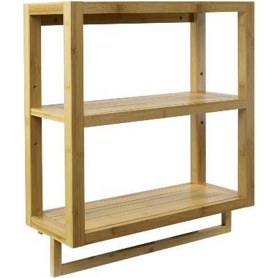 Sorbus Natural Bamboo 3-Tier Wall Mounted Shelf