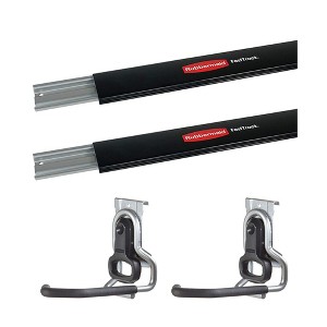 Rubbermaid Steel Horizontal Wall Rail & Vertical Hanging Wall Hook (2 Pack) - 1 of 4