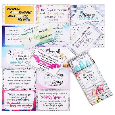 Bible Verse Scripture Cards - 40-Design Inspirational Christian Prayer Message Cards, 3.3 x 2.1 inches