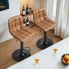 Abynow Set of 2 22"-31" Bar Stools PU Leather Adjustable Barstool Low Back Swivel Pub Chairs - 3 of 4