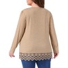 Agnes Orinda Women's Plus Size Lace Hem Square Neck Long Sleeve Casual Tunic Blouse - 4 of 4