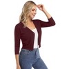 Women’s Cropped Cardigan 3/4 Sleeve Bolero Shrug for Dresses Lightweight Open Front Button Down Sweater - 2 of 4