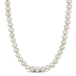 EVERLY JEWELRY | 10k Yellow Gold 7-7.5mm Cultured Freshwater Pearl Necklace, 16 inc - 1 of 4