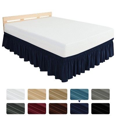 Subrtex Elastic Wrap Around Bed Skirt Dust Ruffle Smooth Soft Bed Frame Cover 15-inch Drop