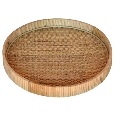 HomeRoots 14" Natural Round Bamboo Handmade Serving Tray