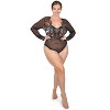 Memoi Women's Josephine Long Sleeve Lace Mesh Bodysuit - 4 of 4