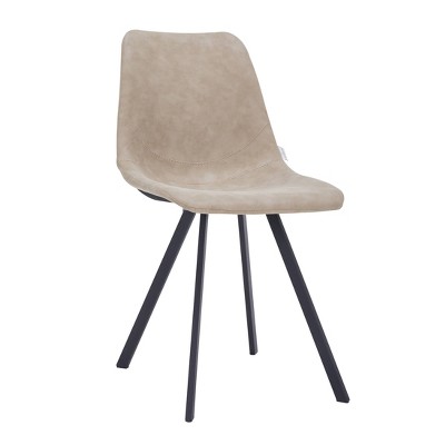 LeisureMod Markley Modern Leather Dining Chair With Metal Legs