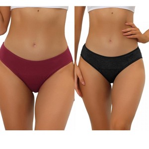 Allegra K Women's Mid-Rise Available in Plus Size Hipster Underwears 2 Packs - 1 of 4