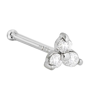 Jewelry Avalanche 22G 14K Gold 3-stone 0.03ctw Moissanite Ball-end Nose Stud - 1 of 4