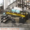 Aheaplus L-Shaped Computer Desk with Drawers and Monitor Shelf, Gaming Desks with LED Strip - 3 of 4