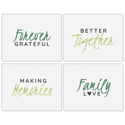 Big Dot of Happiness Family - Unframed Inspirational Quotes Linen Paper Wall Art - Set of 4 - Artisms - 11 x 14 inches