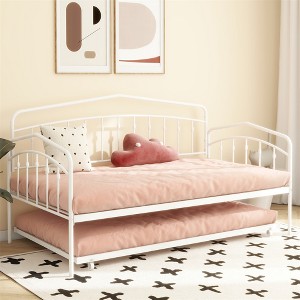 Twin Daybed With Twin Trundle, Sturdy Metal Frame, Day Bed With Trundle Bed Frame, Mattress Foundation With Metal Slats Support, No Box Spring Needed - 1 of 4