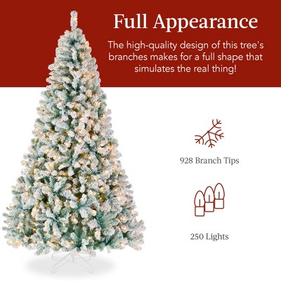 6ft White Flocked Fir Christmas Tree with Warm Lights