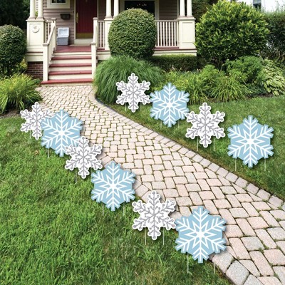 Big Dot of Happiness Winter Wonderland - Snowflake Lawn Decorations - Outdoor Snowflake Holiday Party and Winter Wedding Yard Decorations - 10 Piece