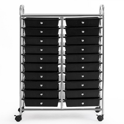 Tangkula 20-Drawers Rolling Storage Cart with Organizer Top
