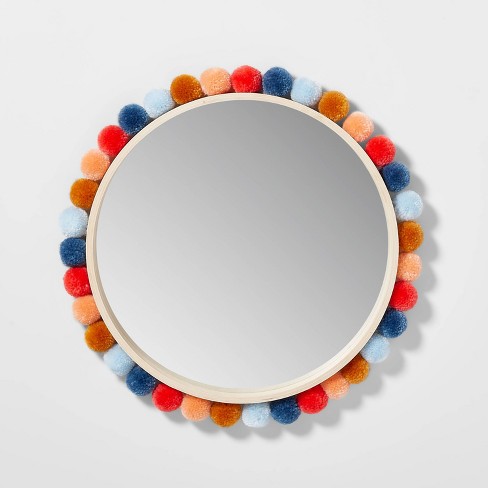 19" Round Colorful Pom-pom Mirror - : Target