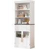 Garvee 70" Kitchen Pantry Cabinet with Drawer, 2 Glass Doors & 3 Open Shelves – Engineered Wood Tall Storage Cabinet - 3 of 4